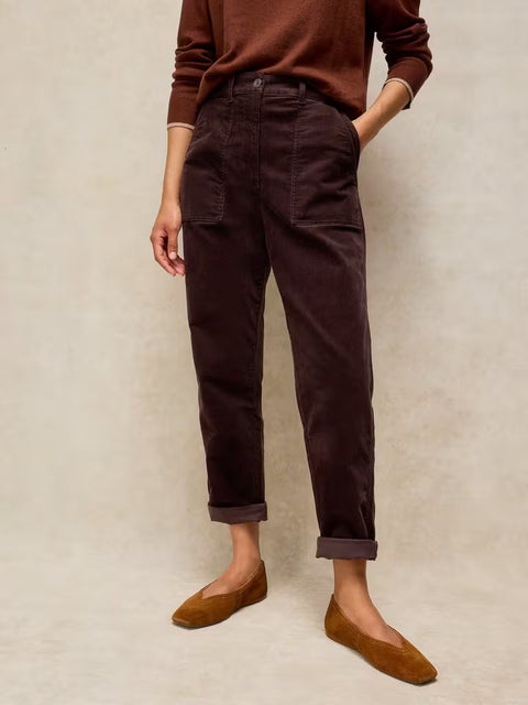 White Stuff Twister Cord Trousers Regular Dark Brown