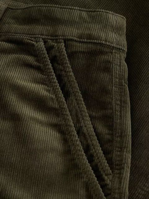 White Stuff Twister Cord Trousers Short Khaki Green