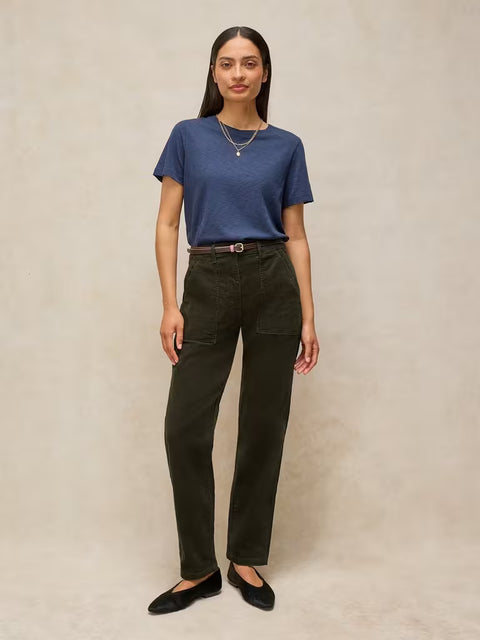 White Stuff Twister Cord Trousers Short Khaki Green