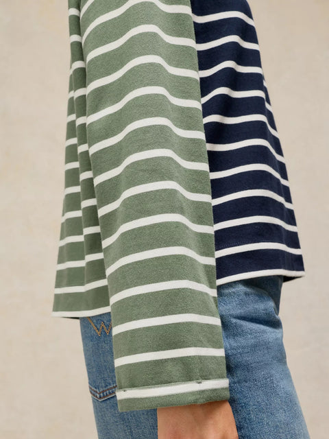 White Stuff Kim Stripe Navy Multi Long Sleeve Tee