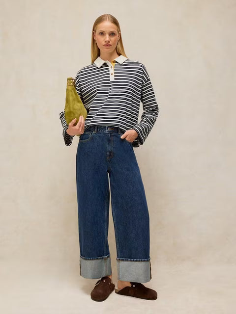 White Stuff Riley Navy Multi Long Sleeve Rugby