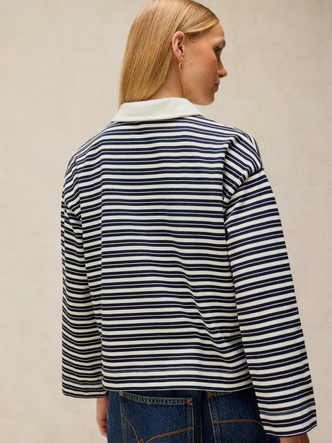 White Stuff Riley Navy Multi Long Sleeve Rugby