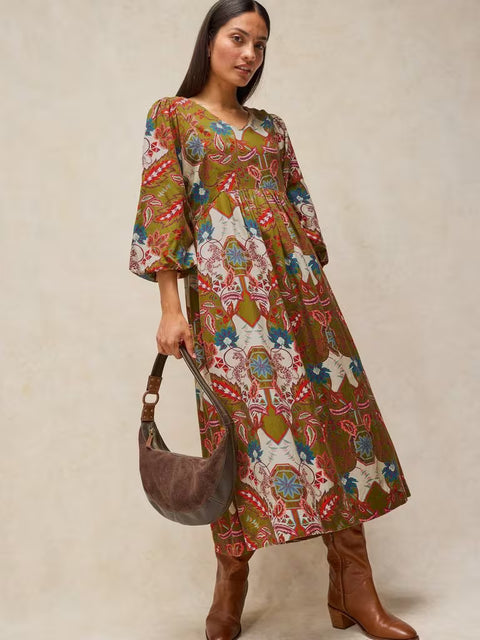 White Stuff Matilda Green Multi Dress