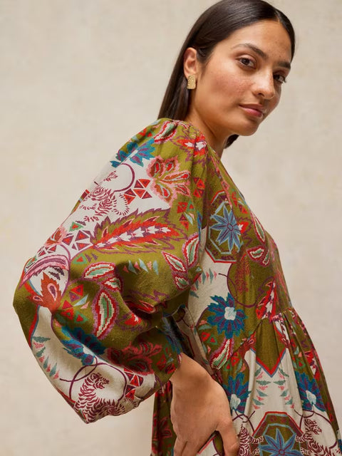 White Stuff Matilda Green Multi Dress