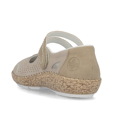 Rieker 44885-40 Beige Womens Casual Comfort Touch Fastening Leather Shoes