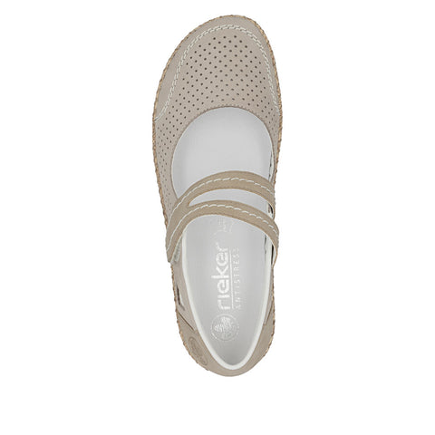Rieker 44885-40 Beige Womens Casual Comfort Touch Fastening Leather Shoes