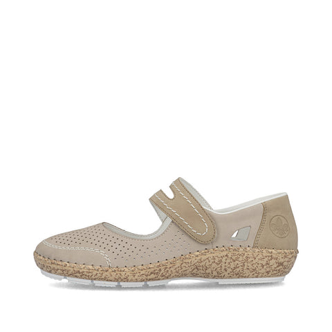 Rieker 44885-40 Beige Womens Casual Comfort Touch Fastening Leather Shoes