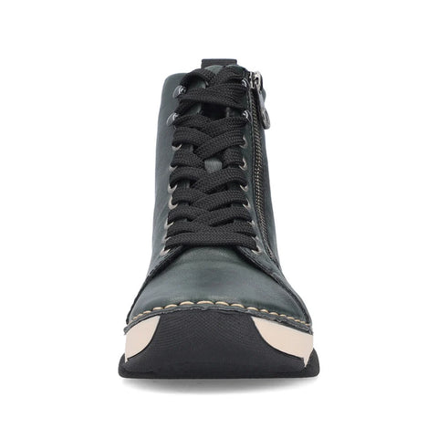 Rieker 45920-54 Tanne Green Womens Comfy Lace and Zip Ankle Boots