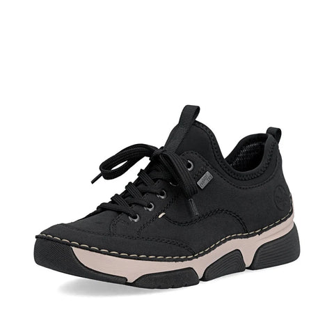 Rieker 45976-00 Black Womens Casual Comfort Lace Up Water Resistant Trainers