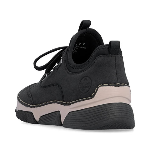 Rieker 45976-00 Black Womens Casual Comfort Lace Up Water Resistant Trainers