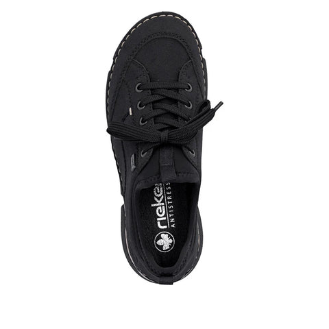 Rieker 45976-00 Black Womens Casual Comfort Lace Up Water Resistant Trainers