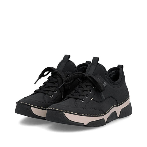 Rieker 45976-00 Black Womens Casual Comfort Lace Up Water Resistant Trainers