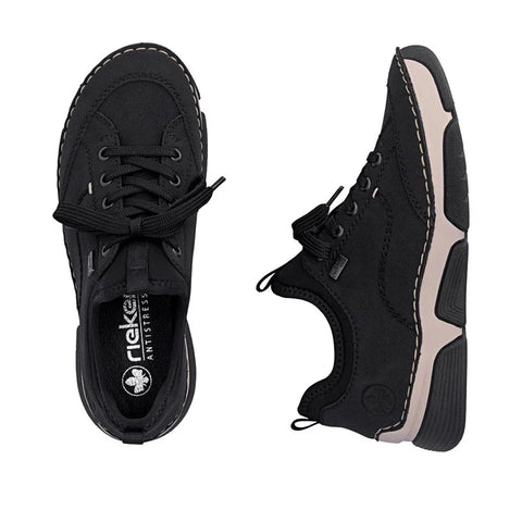 Rieker 45976-00 Black Womens Casual Comfort Lace Up Water Resistant Trainers