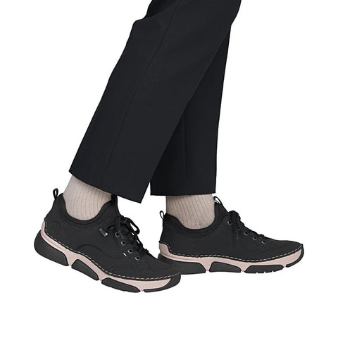 Rieker 45976-00 Black Womens Casual Comfort Lace Up Water Resistant Trainers