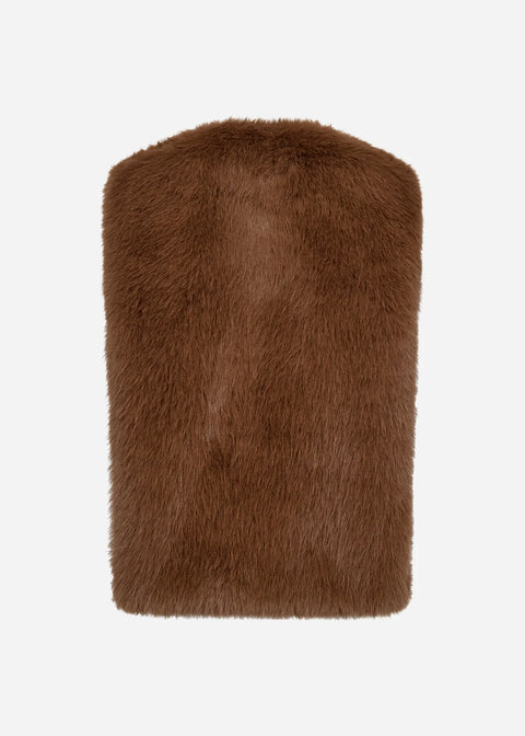 Soya Concept SC- Naida 3 Toffee Fluffy Collarless Waistcoat