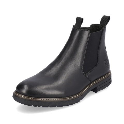 Rieker 33180-00 Black Mens Casual Smart Leather Zip Up Ankle Boots