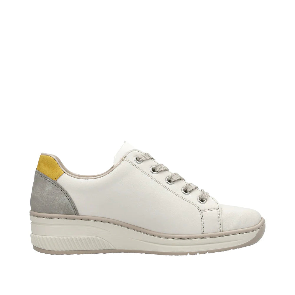Rieker 48700 80 Off White Rose Metallic Womens Casual Comfort Lace Zip The Shoe Centre