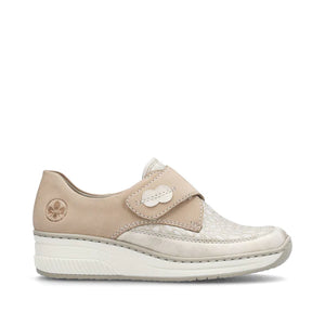 Rieker 487C0-60 Shell Pearl Cream Womens Casual Comfort Touch Fastening Shoes
