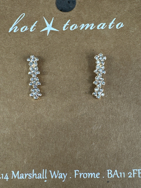 E - Quatro Daisy Chain Sparkle Studs - Golden / Clear