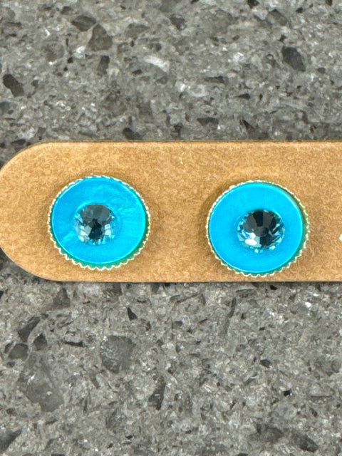 E - Studs - Turquoise W/Aquamarine Crystal