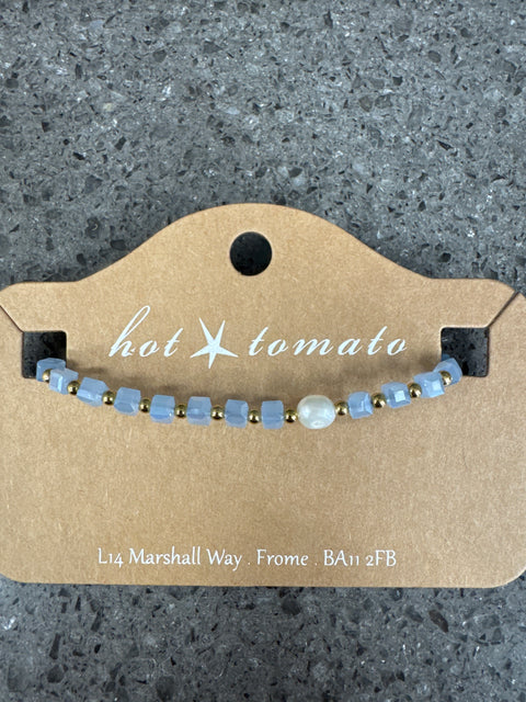 Hot Tomato Frienship Bracelet Crystals with gold plated stainless steel - Cornflower