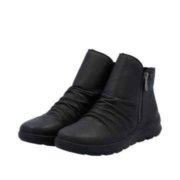 Rieker Z0056-00 Black Womens Casual Comfort Zip Up Water Resistant Ankle Boots