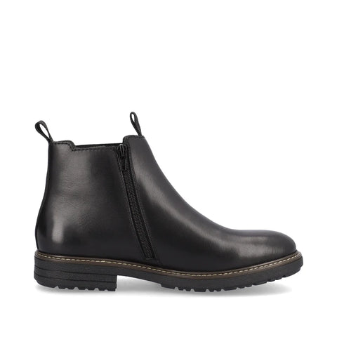 Rieker 33180-00 Black Mens Casual Smart Leather Zip Up Ankle Boots