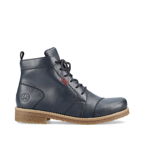 Rieker 73500-14 Blue Womens Casual Comfort Zip Up Leather Ankle Boots