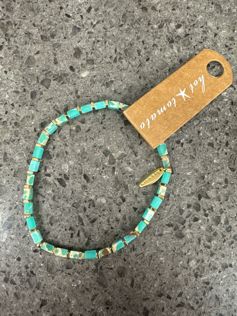 Hot Tomato Bracelet - Stone Slip String - Turquoise/Gold
