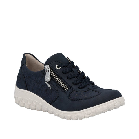 Rieker 59501-14 Pazifik Blue Womens Casual Comfort Lace Up Zip Up Wide Fit Shoes