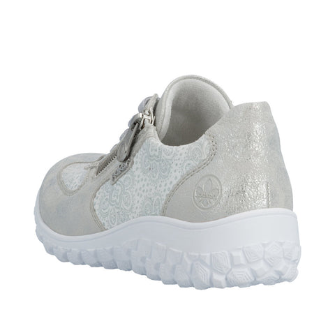 Rieker 59501-90 Silver Platinum Womens Casual Comfort Lace Up Zip Up Wide Fit Shoes