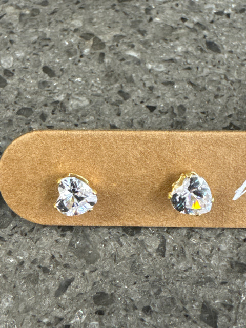 E - Micro Heart Crys Studs - Stainless Steel - 18K Gold - Cl