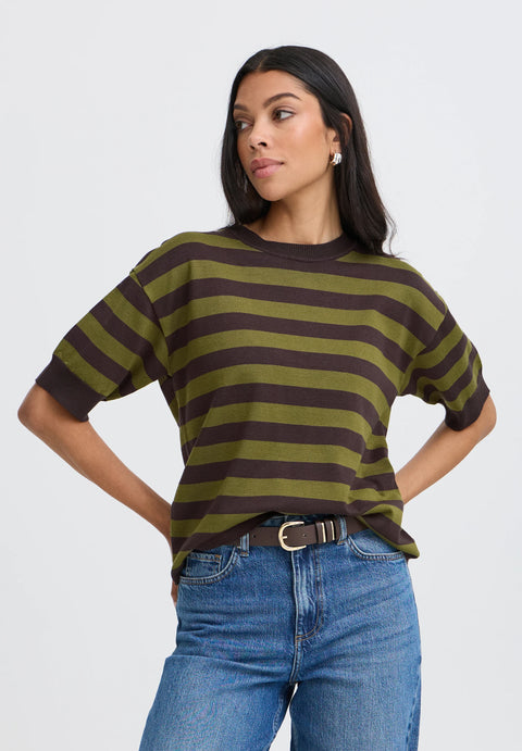 B.YOUNG 20814397 BYMMORLA AVOCADO JAVA STRIPE TSHIRT