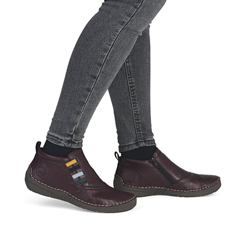 Rieker 52584-30 Red Womens Casual Comfort Zip Up Ankle Boots