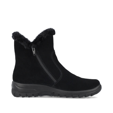 Rieker L7162-00 Black Womens Water Resistant Warm Lining Casual Comfort Zip Up Ankle Boots