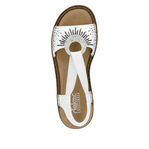 Rieker 60880-80 White Womens Slip On Sandals