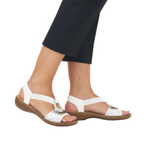 Rieker 60880-80 White Womens Slip On Sandals