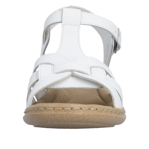 Rieker 61853-80 White Womens Casual Comfort Slingback Leather Sandals