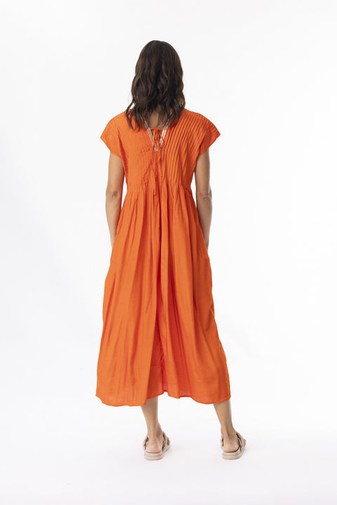 Escape By OQ Lux Dress Pleated Mandarin 51903