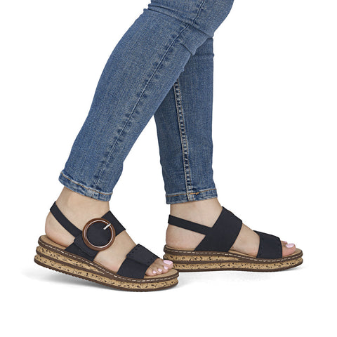 Rieker 62950-14 Pazifik Casual Comfort Slingback Platform Wedge Sandals