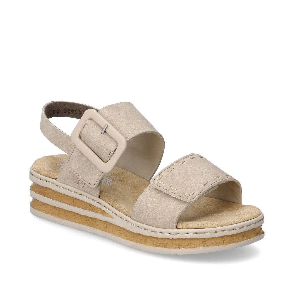 Rieker 62950-62 Nude Casual Comfort Slingback Platform Wedge Sandals