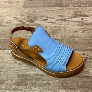 Paula Urban 24-17 Sunset Cielo Blue Bangla Camel Womens Comfort Leather Sandals