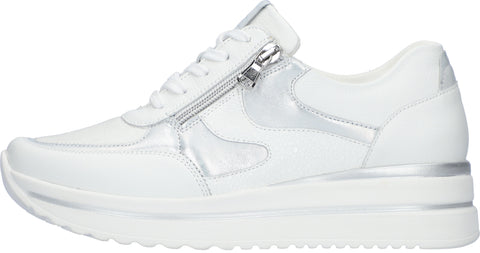 Waldlaufer 669K01 503 663 K-Luana Vega Fume Turbostretch Weiss Silber Womens K Fitting Zip Up Lace Up H Fitting Trainers
