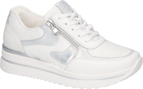 Waldlaufer 669K01 503 663 K-Luana Vega Fume Turbostretch Weiss Silber Womens K Fitting Zip Up Lace Up H Fitting Trainers