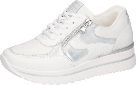 Waldlaufer 669K01 503 663 K-Luana Vega Fume Turbostretch Weiss Silber Womens K Fitting Zip Up Lace Up H Fitting Trainers