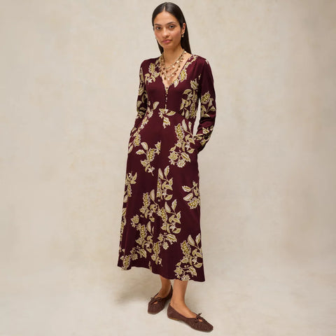 White Stuff Plum Multi Megan Jersey Dress