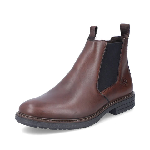 Rieker 33180-26 Brown Mens Casual Smart Leather Zip Up Ankle Boots