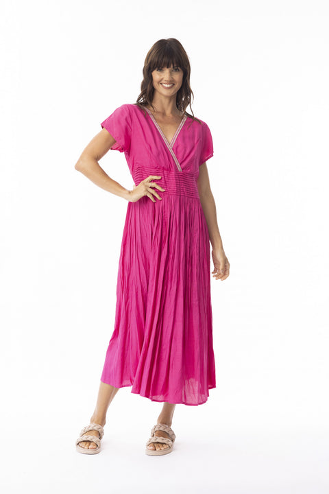 Escape By OQ Lux Dress Crushed Hot Pink 51902