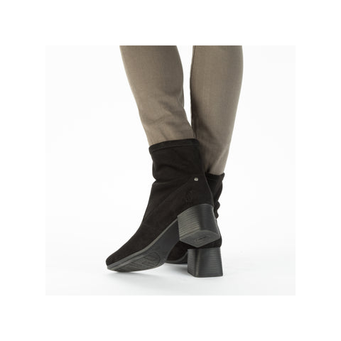 Rieker 70971-00 Black Womens Comfort Heeled Sock Boots