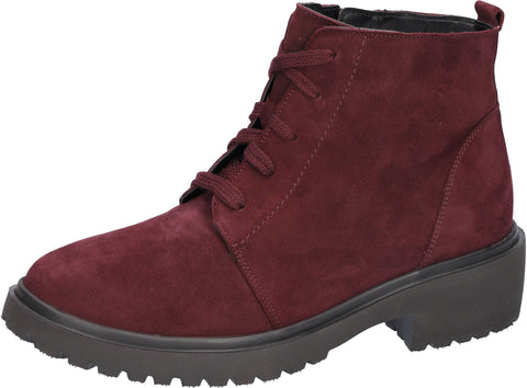 Waldlaufer Womens 716807 901 020 Bordo H-Luise Wide Fitting Lace Up Zip Up Ankle Boots
